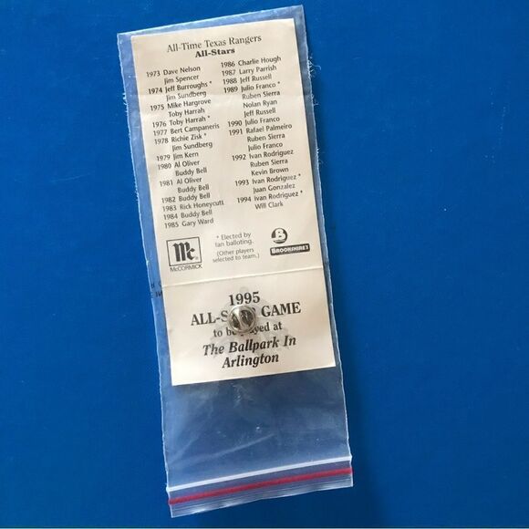 1995 Texas Rangers All Star Game Pin Card Ivan Rodriguez Will Clark - Picture 11 of 11